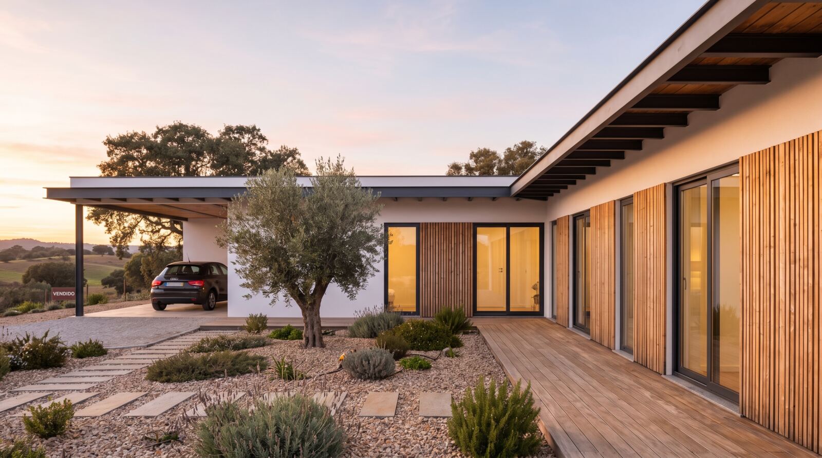 Modelo Ovar — casa modular T3 de ≈93 m²
