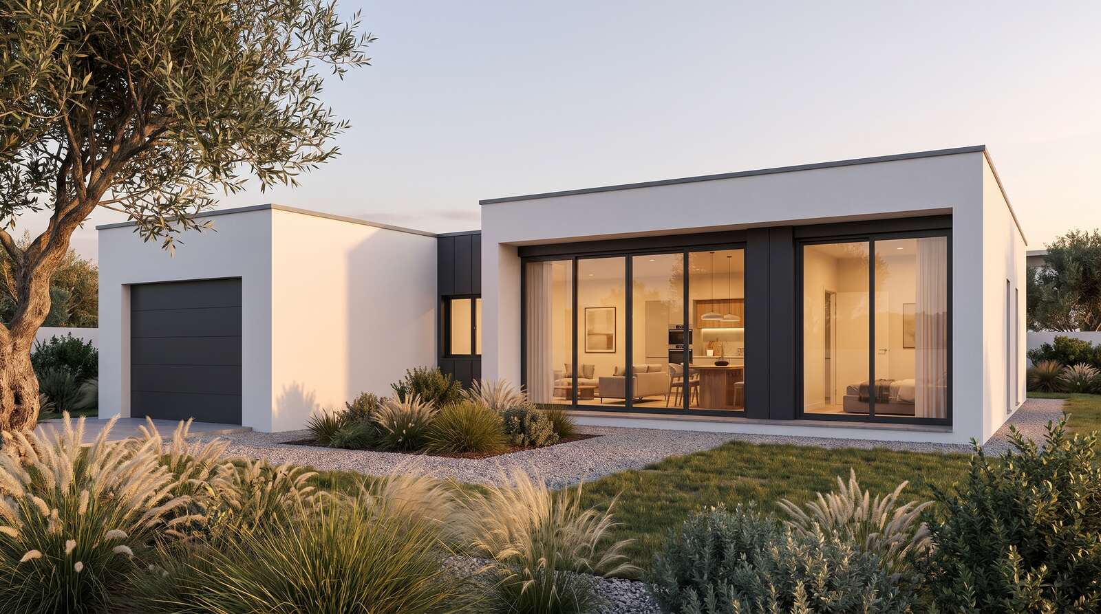 Modelo Torres — casa modular LSF branco e antracite