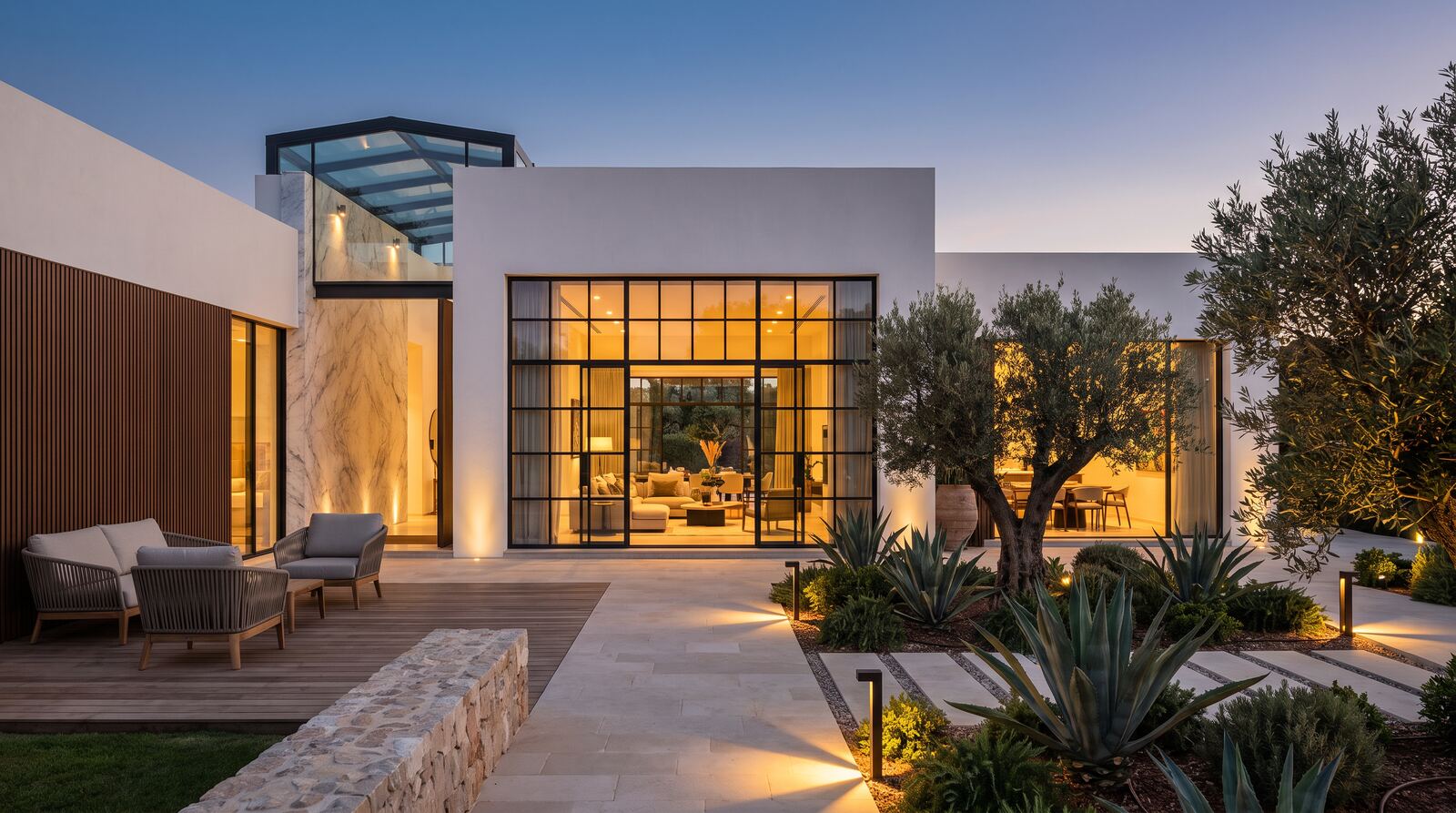 Modelo Vilamoura — casa modular LSF branco e antracite