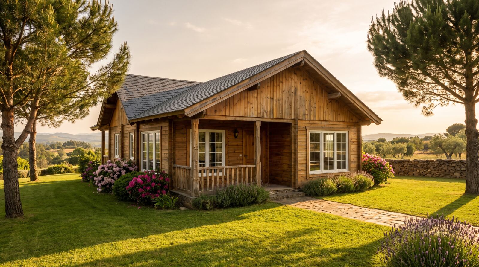 Modelo Gramado — casa modular T2 de ≈74 m²